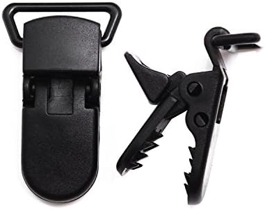 Oldhill 20-Pack Plastic Pacifier Clips and 1 Microfiber Pouch for DIY Pacifier, Binky, Dummy, Bib, Toy Holder, Suspender Clips (Black)