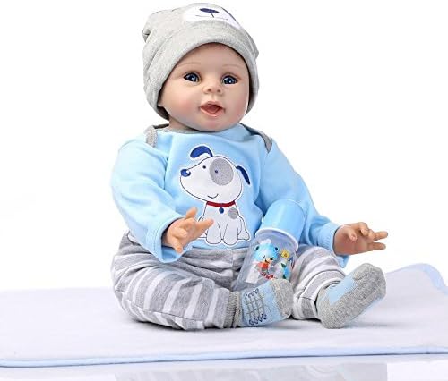 Prezzo Nicery Reborn Baby Reborn Bambino Reborn Bambola Morbido Silicone Vinile 22inch 55 Centimetri Magnetica Bocca Realistica della Ragazza del Giocattolo Blu Cane Reborn Doll A3IT Offerte