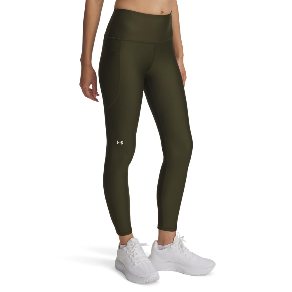 Under Armour Women's HeatGear Armour High No-Slip Waistband Ankle Leggings, (308) Expedition Green / / White, Large Image