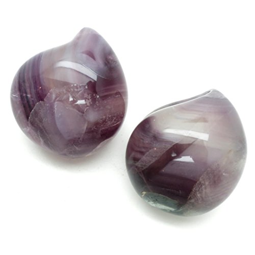 Fluorite peach 05 pair rainbow purple carved palm stone…