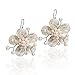 Mother of Pearl and Cultured Freshwater Pearl Hawaiian Plumeria Flower .925 Silver Earrings