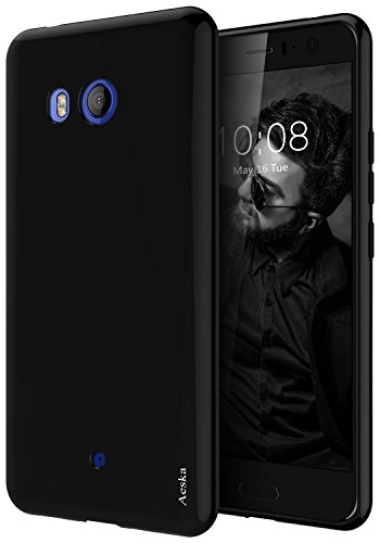 HTC U11 Case, HTC Ocean Case, Aeska Ultra [Slim Thin] Flexible TPU Gel Rubber Soft Skin Silicone Protective Case Cover For HTC U11 / HTC Ocean (Black)