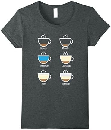 Womens Coffee Types Barista T-Shirt XL Dark Heather