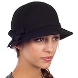 Sakkas Sally Vintage Style Wool Cloche Bucket Winter Hat with Bow Accent