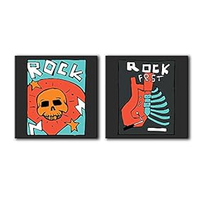 Canvas Wall Art Rock & Roll Theme Print Gallery Wrap Modern Home Decoration Ready to Hang - 12"x12" x 2 Panels