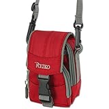 Traveling Case Red with Shoulder Neck Strap, 3 compartments, Belt Loop for Samsung GreatCall Jitterbug 5 flip Phone.