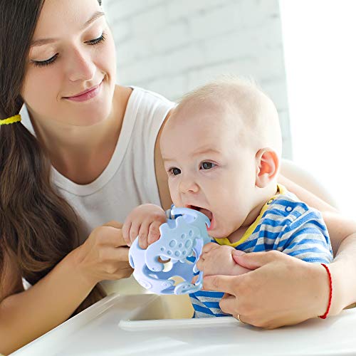 Ashtonbee Baby Teething Ball, Teething Toys for Baby, Dinosaur Teether Ball, Baby Teething Pacifier, Lightweight Teething Sensory Balls (Blue) - Thumbnail 6