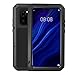 HATA Huawei P30 Pro Metal Rugged Hybrid case Silicone Military Defense P30 Pro Heavy Duty case with Gorilla Glass Tough Full-Body Cover for Huawei P30 Pro (Black, P30 Pro)