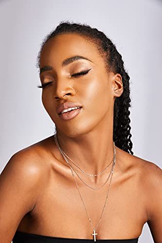 Pinsparkle Cross Necklaces For Women Men Layered Cross Necklace Dainty Necklace 14K White Gold Plated Cross Chain