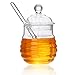 VARUN Glass Honey Jars with Dipper and Lid Heat-Resistant Borosilicate Glass 10 oz Honey Container for Home Kitchen