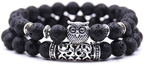 BodyPJ Sparkles Natural Stone Beads Bracelets Animal Owl Bracelets for Women Men Adjustable