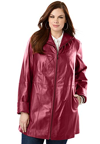 Roamans Women's Plus Size A-Line Leather Jacket - Image 6