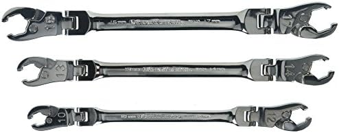 Brake Line Wrench 9PC Brake Line Ratchet Wrench Set - Flex Head Flare Nut Tools | 9mm To 19mm Sizes Chrome Vanadium Steel Flex Head Brake Tools