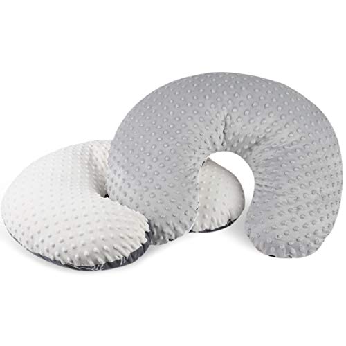 BORITAR Minky Nursing Pillow Covers 2 Pack, Super Soft Grey Arrow and Stars Printed with Dotted Backing