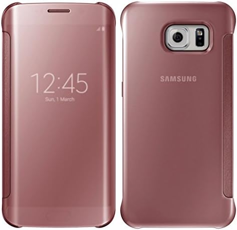 Galaxy Note 5 Case,Glossy Mirror Clear View Hard Flip Smart Cover For Samsung Galaxy Note 5 (Rose Gold)