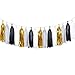 Aonor Tissue Paper Tassel Garlands for Bachelorette Graduation Birthday Decorations, Black and Gold Party Decorations 20 pcs