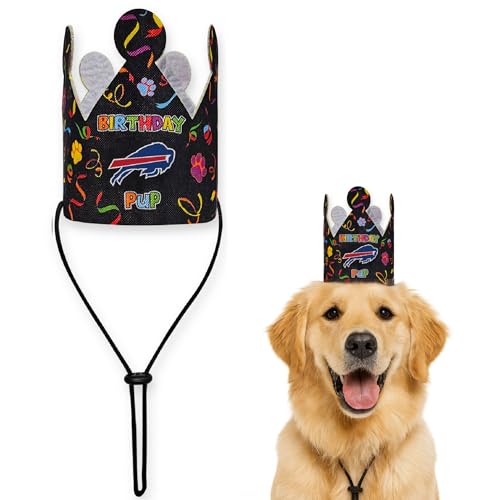 NFL Buffalo Bills Pet Birthday Crown, NFL Dog Birthday Party Set and Costume, L…