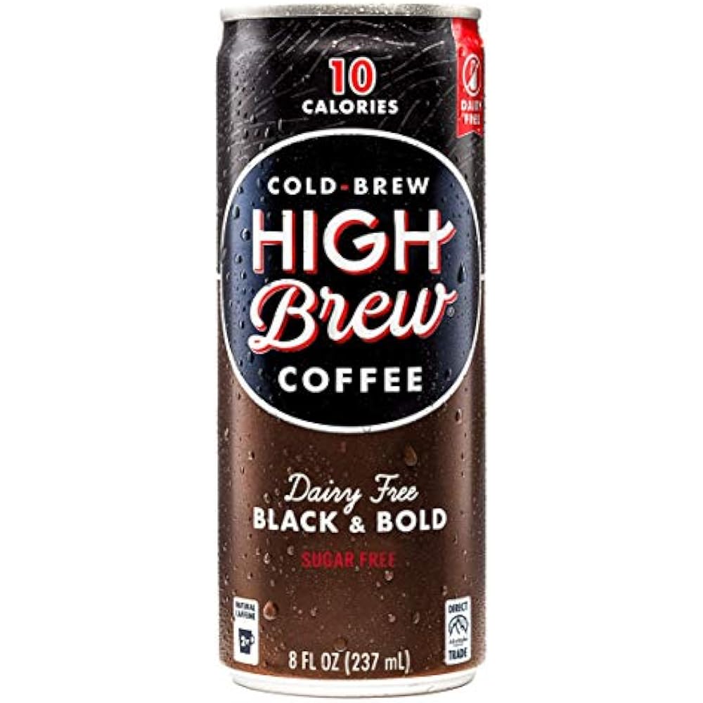 High Brew Bottled & Canned Coffee Drinks Cold Coffee, Black & Bold, 8