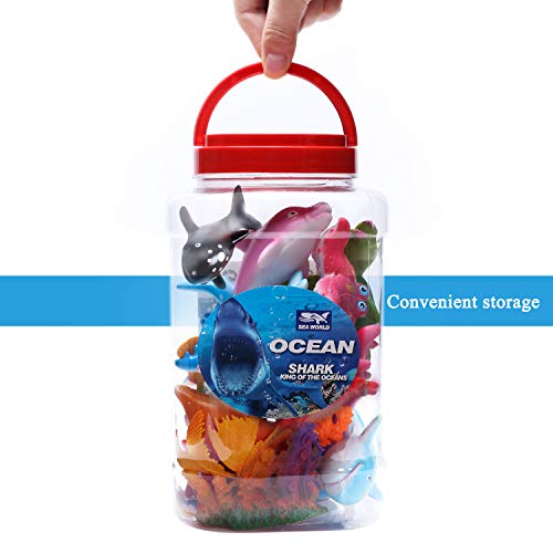 Hely Cancy Ocean Sea Animal Figures, Water Fun Squirt Bath Toys for Kids, Babies, Toddlers, 14 Pack Playset - Thumbnail 6