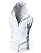 OHOO Mens Slim Fit Sleeveless Lightweight Zip-up Hooded Vest with Double Slide Zipper/DCF011-WHITE-XL
