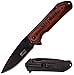 Free Engraving - MTech USA Spring Assisted Knife Wodden Handle Folding Knife (BROWN WOOD)
