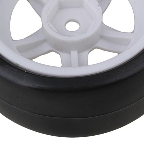 BQLZR 5 Spoke White Wheel Rim & Tyre Tires White+Black for RC 1:10 Drift Car & On Road Car Pack Of 4