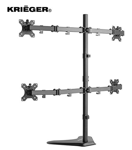 KRIÃ‹GER KL4327N â€¢ Quad Monitor Desk Stand Mount Full Motion Articulating Arm 4 LCD, OLED, 4K Computer Displays, Fits 17, 19, 20, 22, 23, 24, 27
