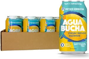 Agua Bucha | Kombucha Infused Sparkling Water | Meyer Lemon Flavor | Light & Delicious | Rich with Vitamins & Only 4 Calories | USDA Organic | No Artificial Ingredients | High B12 | 12 fl Oz (12 pack)