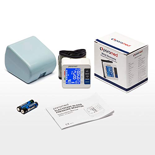 Wrist Blood Pressure Monitor by PARAMED: Automatic Blood-Pressure Kit of Bp Cuff Machine + 2AAA and Carrying Case - Large LCD Display with Backlight & 90 Sets Memory - FDA Approved - Thumbnail 6