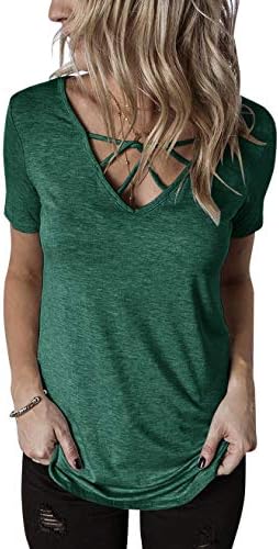 Topstype Women's Short Sleeve T Shirt V Neck Tunic Criss Cross Tops Casual Tees Loose Sweatshirts 1 Topstype Women's Short Sleeve T Shirt V Neck Tunic Criss Cross Tops Casual Tees Loose Sweatshirts