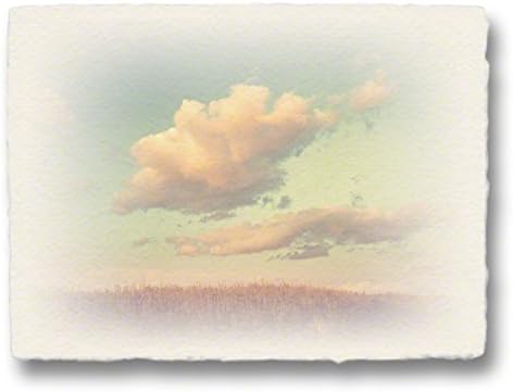 Artwork "clouds and reeds on hill at sunset" little size art panel printed on Japanese traditional paper "WASHI", gifts of beautiful wall decor deco decorations as landscape photography posters prints