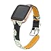 bayite Bands Compatible with Fitbit Versa/Fitbit Versa Lite/Fitbit Versa 2, Slim Genuine Leather Band Replacement Accessories Strap Versa Women Flower Pattern 2