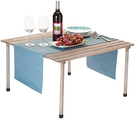 VYTAL Roll-Up Picnic Table (Gray Wash) - Portable table perfect for outdoor events, camping, beach, backyards, BBQ's and parties