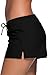 FIYOTE Women Sports Summer Bottom Slit Swim Beach Board Shorts A Black Medium