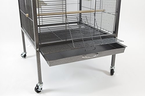 Homey Pet - 65" House Shape Bird Cockatoo Macaw Cage with Roof Casters, Feed Door, Perch, Metal Tray. Size: 23 ½" (W) x 23 ½" (L) x 54 ¼' (H). Item ID:PR-1610-BSV