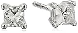 18k White Gold, Princess Diamond 4-Prong Studs
