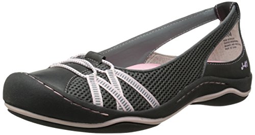 J-41 Women's Pear Flat, Charcoal/Pink, 9 M US
