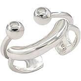 Yudisho Double Layer Smile Face Metal Open Adjustable Ring Fashion Silver