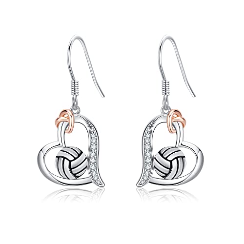 ONEFINITY Volleyball Ohrringe 925 Sterling Silber Herz Dangle Sport Drop Schmuck Geschenke für Frauen Mädchen