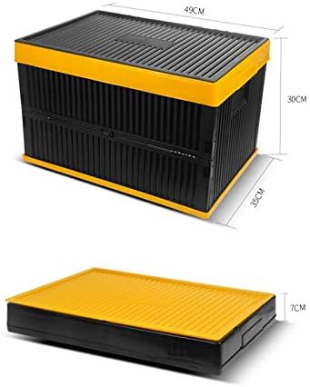 EAZYGOODS 50 Litre Collapsible Car Storage Box Folding Crate Plastic Cube Basket With Lid Next Working Day Delivery