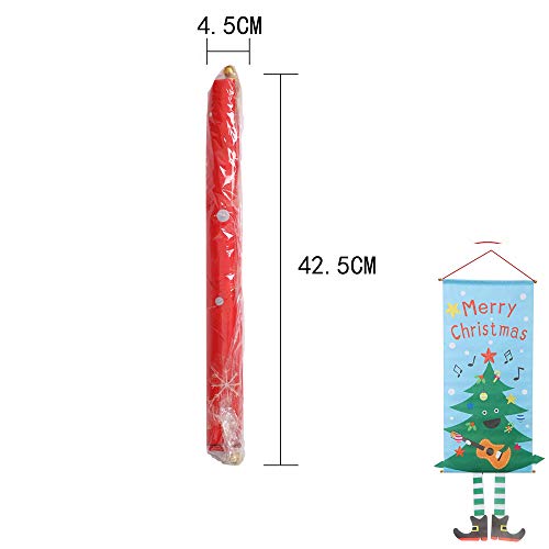 GANBA 2 Pack Christmas Hanging Cloth Flag,Seasonal Fabric Wall Hanging Holiday Décor Door Window Decorations for Christmas Ornament,Santa Claus & Elf