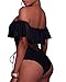Tempt Me Women's Sexy One Piece Lace Up Ruffled Off Shoulder Flounce Swimsuits