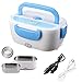 Electric Lunch Box Food Warmer Heater for Car and Home with Removable 304 Stainless Steel Storage Container Warming Bento 2 in 1 Car 12V/24V and Home Use 110V (Blue)