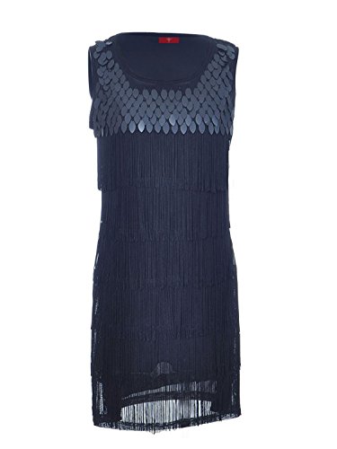 Vijiv Women's 1920s Flapper Dress Clothing Costume S/M Fit Sequined and Fringed