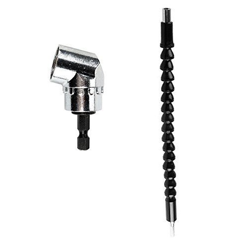 Breynet 105 Degree Right Angle Drill Hex Driver Adapter Magnetic Drill Bit Attachment Tool, 1/4 Flexible Hex Shaft Screwdriver Power Drill Bit Extension Magnetic Quick Change Connect Hex Drive Tip - Thumbnail 4