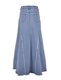 Estilo J Sassy con flecos larga falda vaquera