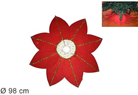 Stella Di Natale In Feltro.Dueesse 1 Pz Tappeto Per Albero Di Natale Fiore Feltro D 98 Cm Col Rosso Amazon It Casa E Cucina