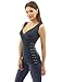 PattyBoutik Women V Neck Corset Ruched Tank Top (Teal Small)