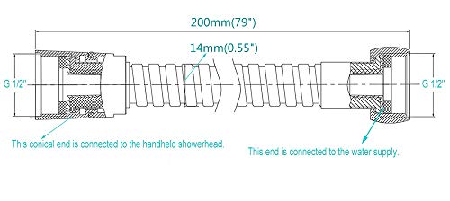 TRIPHIL Explosion-proof Bidet Sprayer Hoses Extra-long Anti-burst Hand Held Hose Replacement Flexible Metal Shower Tube Extension Brass Connectors Stainless Steel Sleeve Polished Chrome 79 Inches