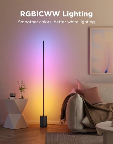 Govee Floor Lamp 3 Lite, Smart RGBIC LED Corner Lamp Compatible with Alexa, SmartThings, Matter, 1400lm Dimmable Color Changing Tall Standing Light with Music Sync for Living Room Bedroom Gaming Room